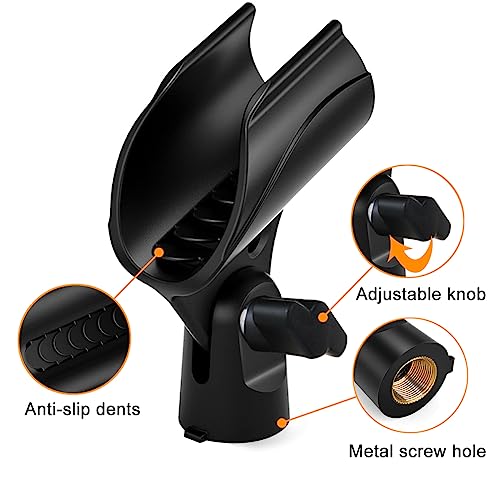 4 Pcs Universal Microphone Clip, Adjustable Mic Clip Holder for Mic Stand，Come with 5/8" Male to 3/8" Female Screw Adapter (Pack of 2) - size: 4_Pack (Pack of 2)
