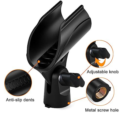 4 Pcs Universal Microphone Clip, Adjustable Mic Clip Holder for Mic Stand，Come with 5/8" Male to 3/8" Female Screw Adapter (Pack of 2) - size: 4_Pack (Pack of 2)
