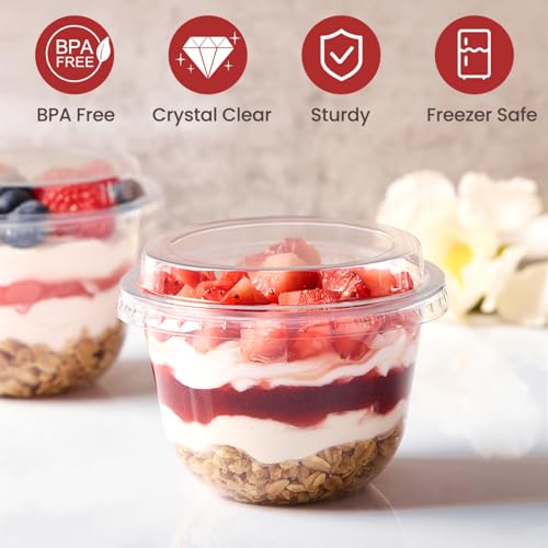 9 oz Plastic Dessert Cups with Lids, 50 Sets - size: 9 oz
