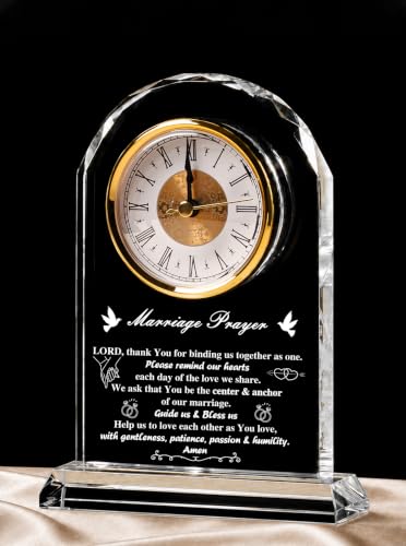Wedding Gifts for Couples 2026, Unique Marriage Prayer Glass Desk Clock - color: Marriage Prayer