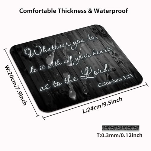 Whatever You Do Do It for the Lord Mouse Pad, Rustic Black Wood Desk Mat - color: Custom Designs Art 008