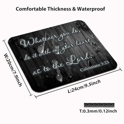 Whatever You Do Do It for the Lord Mouse Pad, Rustic Black Wood Desk Mat - color: Custom Designs Art 008