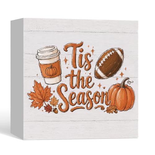 Tis the Season Fall Autumn Decor Wooden Box Sign - color: Fall-19
