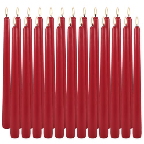24Pack Red Taper Candles-10 Inch Dripless, Unscented Dinner Candle- Smokeless and Dripless, Long Burning time, Paraffin Wax with Cotton Wicks for Home Décor,Christmas, Wedding, Party,Candlesticks - color: Red, size: 24Pack