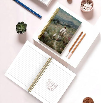 Christian Jesus Leaves The 99 Bible Verse Prayer Religious Notebook Journal for Note Taking,Lost Sheep Merciful Jesus Gift Journals for Writing,Hardcover Spiral Notebook,5.5x8.3 Inch - color: Color-03