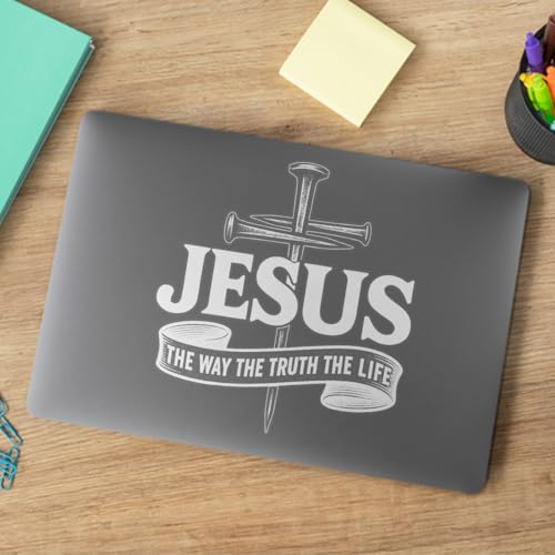 Premium Jesus The Way The Truth The Life Car Decal – Christian Cross Sticker, Religious Bible Verse Vinyl Decal for Car, Truck, Laptop, Window, or Water Bottle – Faith Gift for Believers - size: 6x6 inches