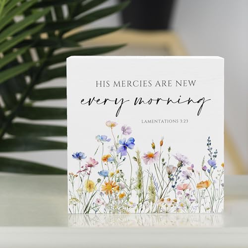 Lamentations 3:21-23 Bible Verse Sign, Christian Birthday Gifts for Women - color: White05