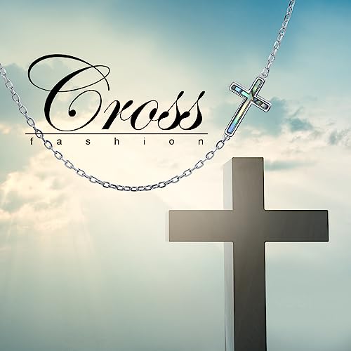 DAOCHONG S925 Sterling Silver Sideways Cross Choker Necklace 14+4 Inch - color: Silver-Abalone Shell