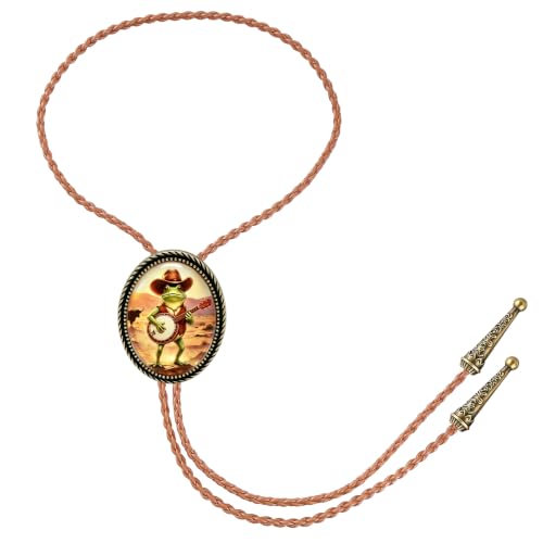 GelConnie Gothic Bolo Tie for Men Women 3D Art Western Cowboy Necktie - color: Gold Frog Bolo Tie