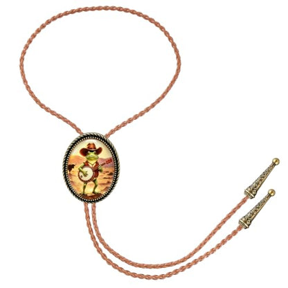 GelConnie Gothic Bolo Tie for Men Women 3D Art Western Cowboy Necktie - color: Gold Frog Bolo Tie