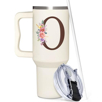 Personalized Gifts for Women, Customized Mother's Day, Birthday, Xmas Gift For Grandma, Mom, Wife, Friends, Sisters, Coworkers, Monogrammed Tumbler 40oz with Lid and Straw - color: O