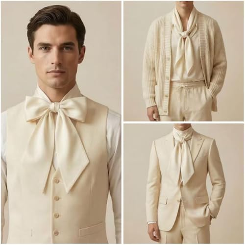 Unisex Renaissance Accessory Set with Scarf, Frilled Cravat, and Detachable Collar - color: White