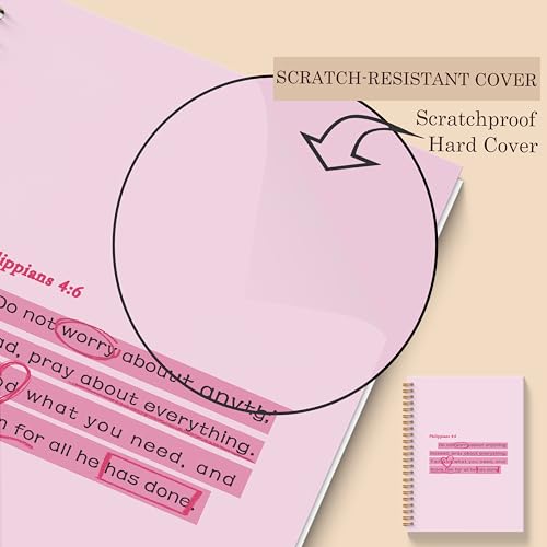 Pink Bible Verse Notebook - Pink Christian Journal, Preppy Christian Spiral Notebooks, Prayer Bible School Supplies Notebooks, Preppy Christian Gifts, Coworker Gifts, 5.5x8.3 Inches - color: Pink Christian