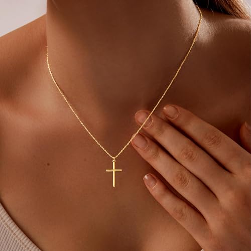 Luxval Cross Necklace for Women -Dainty 14K Gold Plated Cross Necklace Layered Gold Cross Necklace Cross Choker Necklace Gold Cross Necklaces for Women Trendy Gold Jewelry Gifts for Women - color: Gold-Cross
