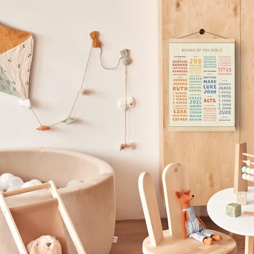 Boat Wades Books Of The Bible Poster Hanging Art,Christian Homeschool Art,Bible Books Poster Hanger Frame,Scripture Class Decor for Learning,Christian Educational Wall Art Decor for Church Preschool,12x16 - size: 16"L x 12"W