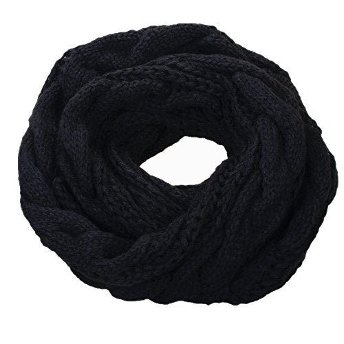 NEOSAN Womens Thick Ribbed Knit Winter Infinity Circle Loop Scarf - color: Twist Black