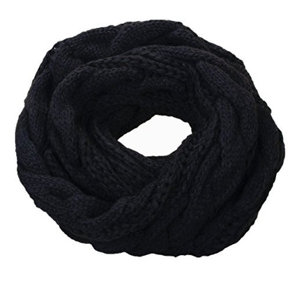 NEOSAN Womens Thick Ribbed Knit Winter Infinity Circle Loop Scarf - color: Twist Black