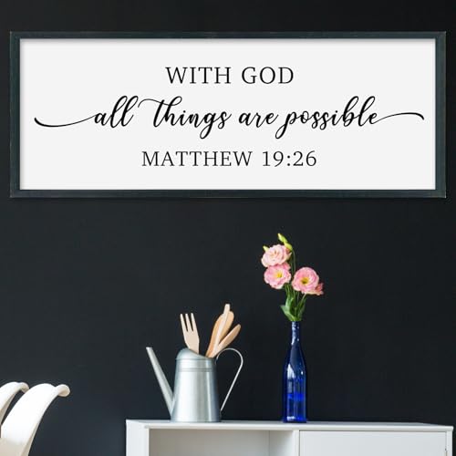 SRSZHIYUE With God All Things are Possible Framed Wall Art 40''×15'' Black - color: With God All Things (Black), size: 40"L x 15"W