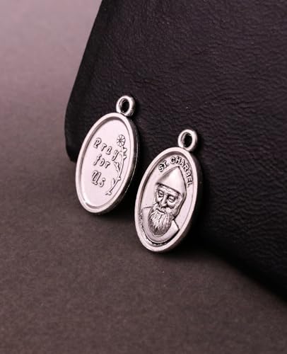 COTTVOTT Saint Therese of Lisieux/Saint Mother Teresa of Calcutta/Divine Mercy Jesus/Mater Dolorosa Patron Saint Medal Charm Pendant for DIY Rosary Necklace Bracelet Jewelry Making Part - color: 30pcs-St. Charbel