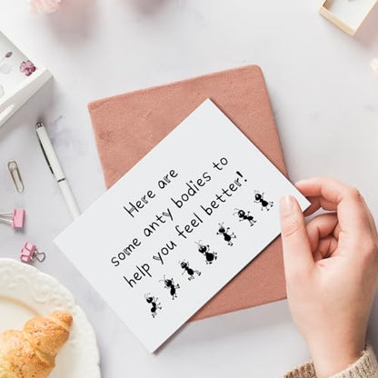 Funny Get Well Card for Men Women, Humor Sympathy Card for Him Her, Get Better Card, Encouragement Card, Here Are Some Anty Bodies To Help You Feel Better - color: Get Well Card