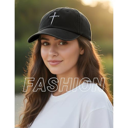 Christian Hats for Men Women,Jesus 3 Nail Cross Hat Christian Religious Gifts for Birthday/Christmas,Black and Silver - color: 201.black