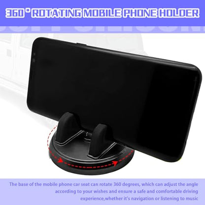 Dashboard Phone Holder, Vertical Horizontal Angle Adjustable Bump Proof Desktop Dashboard Navigation Phone Silicone Center Console Holder for Most Cars (Black)