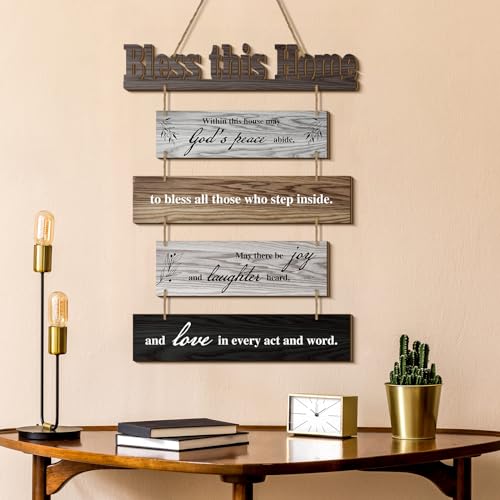 Xuhal Bless This Home Wall Decor Blessed Hanging Sign, Mixed Color - color: Mixed Color