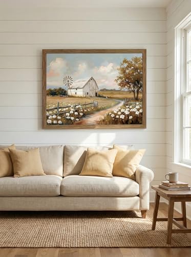LBTZEVIR Framed Barn Windmill Poster Print Farmhouse Wall Art 16x12 in - color: Barn Windmill, size: 16"L x 12"W