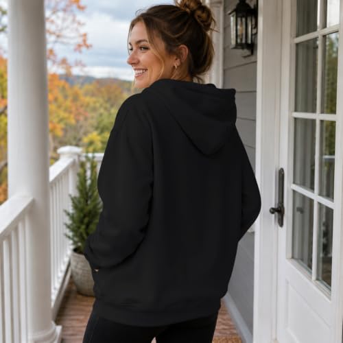 Wrenpies Christian Faith Hoodie for Women Jesus God Religious Bible Verse Hoodies Cross Pray Wait Trust Graphic Sweatshirt - color: Black, size: XX-Large