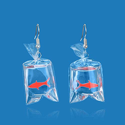 Funny Fish Earrings Unique Acrylic Resin Water Bag Shape Dangle Hook Earrings Gift for Girls Women