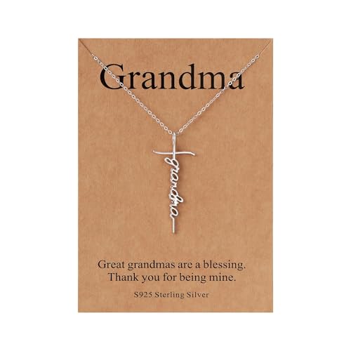 Lcherry Birthday Gifts for Grandma Mom Daughter Teacher Cross Necklace for Women Christian Necklaces Religious Gifts Jewelry for Women Mother's Day - style: Grandma-Sterling Silver