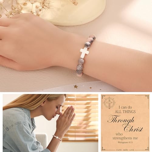 Christian Grandparents - Day Gifts for Women, Religious Cross Bracelet - color: I can do all things