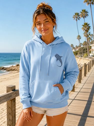 Whale Shark Hoodie Christian Hoodies for Women Men Shark Sweatshirt - color: Carolina Blue, size: XX-Large