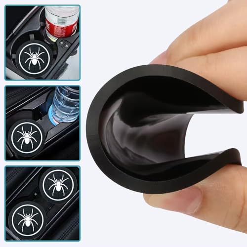 2Pcs Gothic Spider Web 2.75in Silicone Non-Slip Car Coasters for Men Women - color: Spider