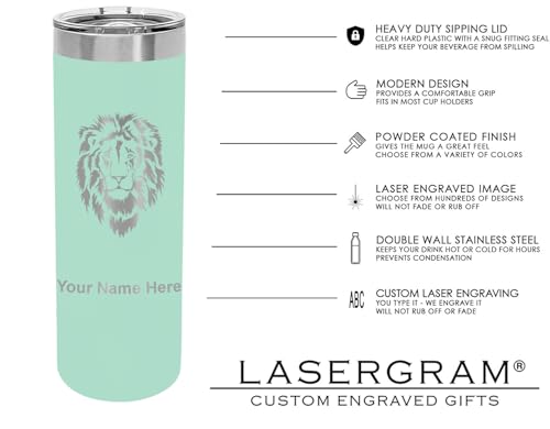 LaserGram Personalized 22oz Skinny Tumbler, Christian Cross (Teal) - color: Teal