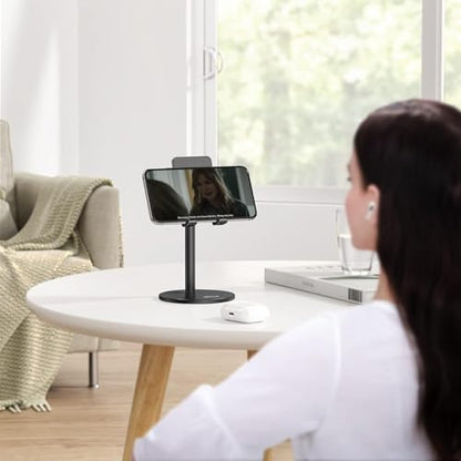 OMOTON CA04 Aluminum Tablet Phone Stand, Adjustable Desk Stand Black - color: Black
