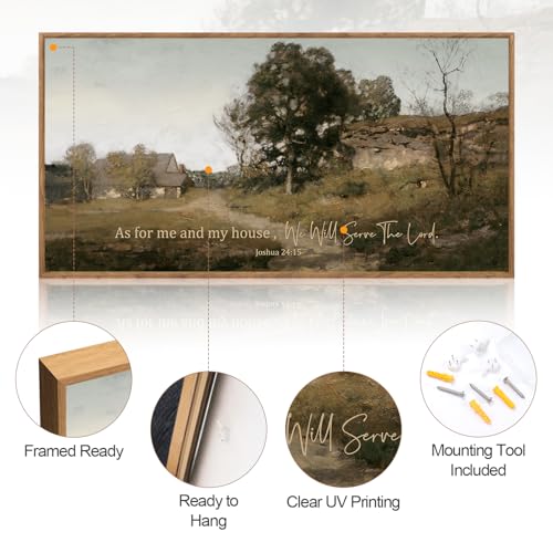 Aurlan As For Me And My House Joshua 24:15 Framed Wall Art 40x20 Inch - color: Joshua 24:15, size: 40"L x 20"W