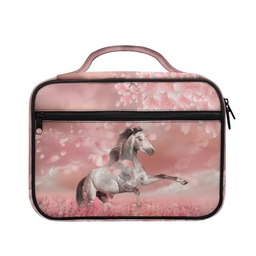 Bible Cover Church Carrying Book Case Polyester Bible Protective with Pen Slots and Zippered Pocket Customizable - color: Horse Sakura