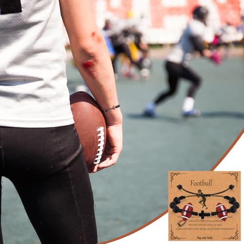 12 Set Sport Adjustable Bracelets Gift - color: Black, size: Football and Cross