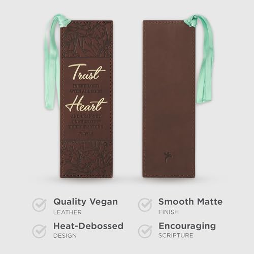 Christian Art Gifts Premium Faux Leather Floral Bookmark: Trust in The Lord - color: Brown - Trust Lord