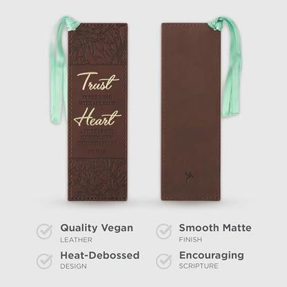 Christian Art Gifts Premium Faux Leather Floral Bookmark: Trust in The Lord - color: Brown - Trust Lord