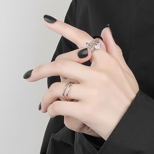 Handmade Rings 925 Sterling Silver Band Ring Adjustable Open Knuckle Rings Thumb Ring Statement Rings for Women Minimalist Jewelry - color: Pattern 6