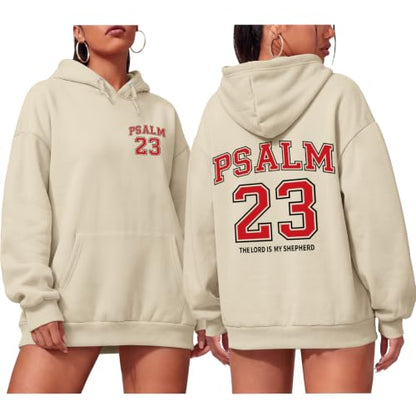 Christian Hoodies for Women Psalm 23 Sweatshirt Jesus Faith Hoodies Religious Bible Verse Graphic Hoodie Pullover - color: Apricot, size: Medium