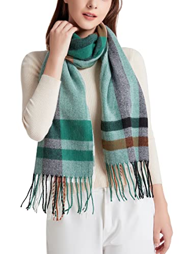 Wander Agio Women's Fashion Long Shawl Big Grid Winter Warm Lattice Large Scarf - color: Coffee Green 14