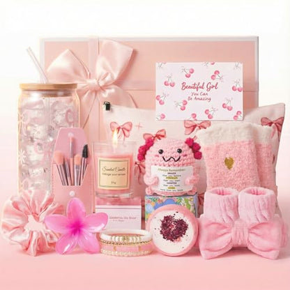 14PCS Halloween Gifts for Teen Girls - Teen Girl Gifts Trendy Stuff Basket - color: Pink