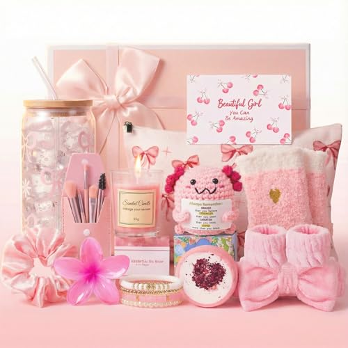 14PCS Halloween Gifts for Teen Girls - Teen Girl Gifts Trendy Stuff Basket - color: Pink