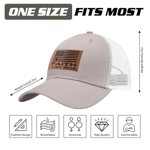 Christian Hats for Men Women, Faith Over Fear Hat - color: Off-white