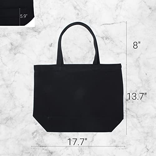 Tote Bag, 17.75x13.75in, 1pcs Black Canvas, Zippered, Reusable, Unisex, All Ages - color: 1pcs Black, size: 17.75"x13.75"