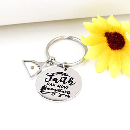 Uloveido Stainless Steel Faith Cross Keychain & Jesus Loves Me Christian Keyring Mustard Seed Charms Religious Jewelry - style: Faith Can Move-triangle