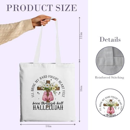 Chicimln Christian Goose Tote Bag, off to Praise the Lord Bible Verse Canvas Tote Bags - color: White 06